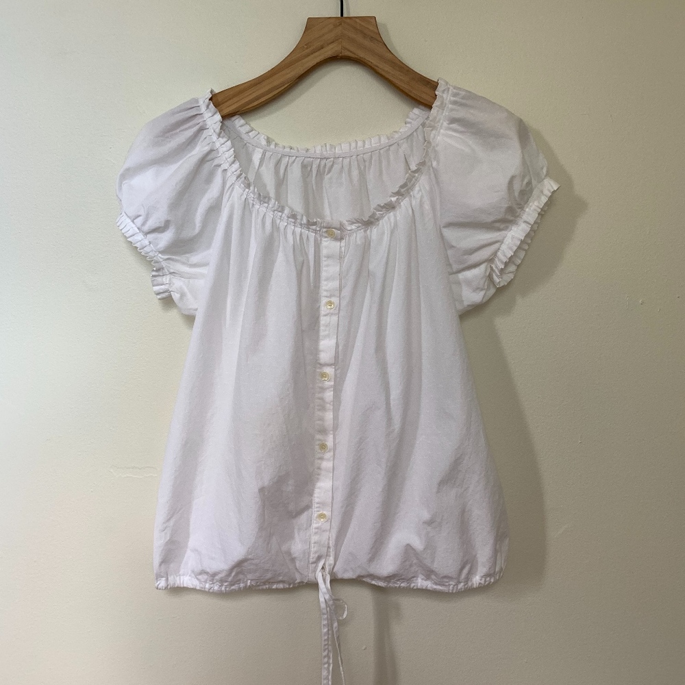 Vintage White Romantic Cotton Blouse Top